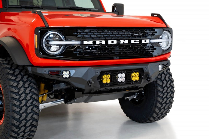 Addictive Desert Designs 21-22 Ford Bronco Bomber Front Bumper (w/ 3 Baja  Designs LP4 Mounts)