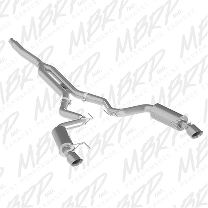 MBRP 15-23 Ford Mustang EcoBoost 2.3L Alum 3in Cat Back Dual Split Rear Exit (Race Version)