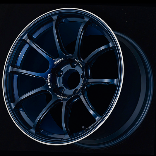 Advan RZ-F2 18x9.5 +12 5-114.3 Racing Titanio Azul y Llanta de Aro