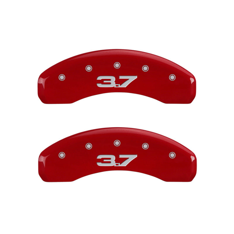 Tapas de pinza MGP 4 Delanteras grabadas 2015/Mustang Traseras grabadas 2015/37 Acabado rojo plata ch