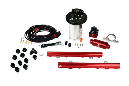 Sistema de combustible Aeromotive 10-13 Ford Mustang GT - Bomba A1000 / Kit de cableado de lujo / Rieles 5.0L 4V