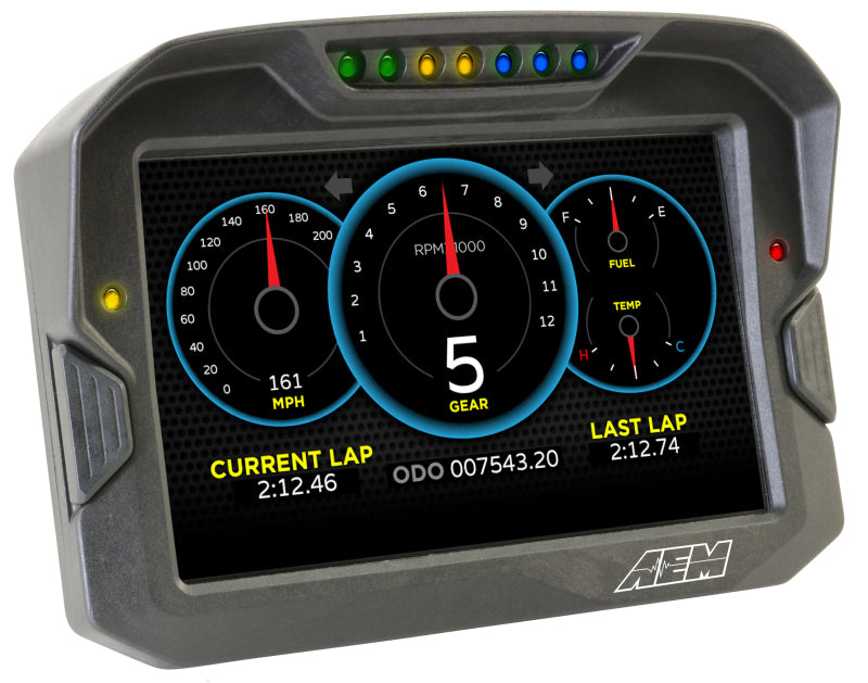 AEM CD-7 Pantalla digital de fibra de carbono para tablero de carrera habilitada para GPS sin registro sin VDM (solo entrada CAN)