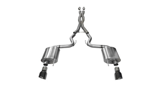 Corsa 15-17 Ford Mustang GT 5.0 3in Cat Back Exhaust Black Dual Tips (Sport)