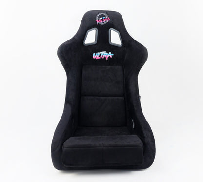 Asiento envolvente NRG FRP Edición ULTRA - Grande (Alcantara negro/respaldo con purpurina dorada)