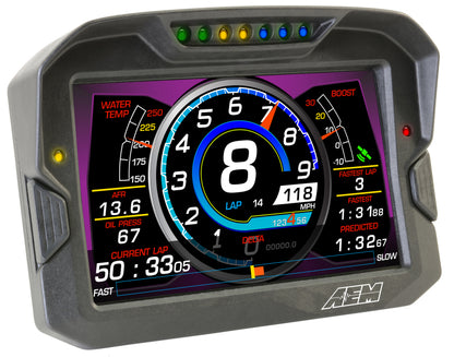 AEM CD-7 Pantalla digital de fibra de carbono para tablero de carrera habilitada para GPS sin registro sin VDM (solo entrada CAN)