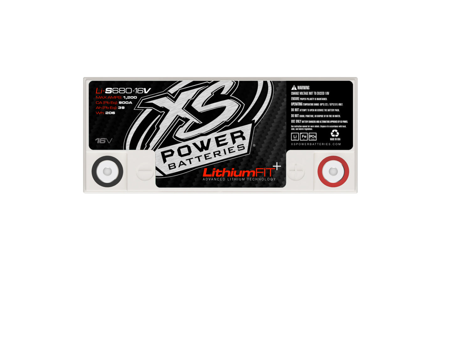 XS Power Batteries Lithium Racing 16V Batteries - Stud Adaptors/Terminal Bolts Included 1200 Max Amps