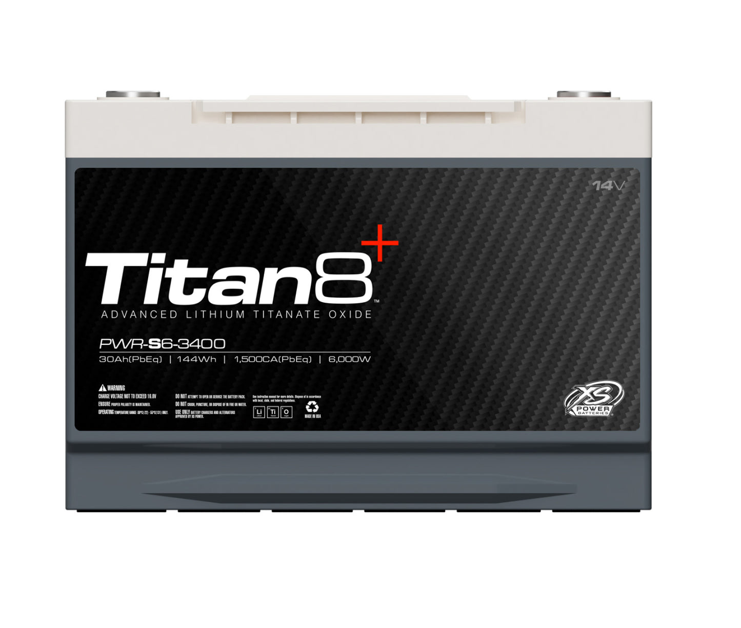 Baterías XS Power Baterías Titan de litio de 14 V 8 - Pernos de terminal M6 incluidos 2000 amperios máximos