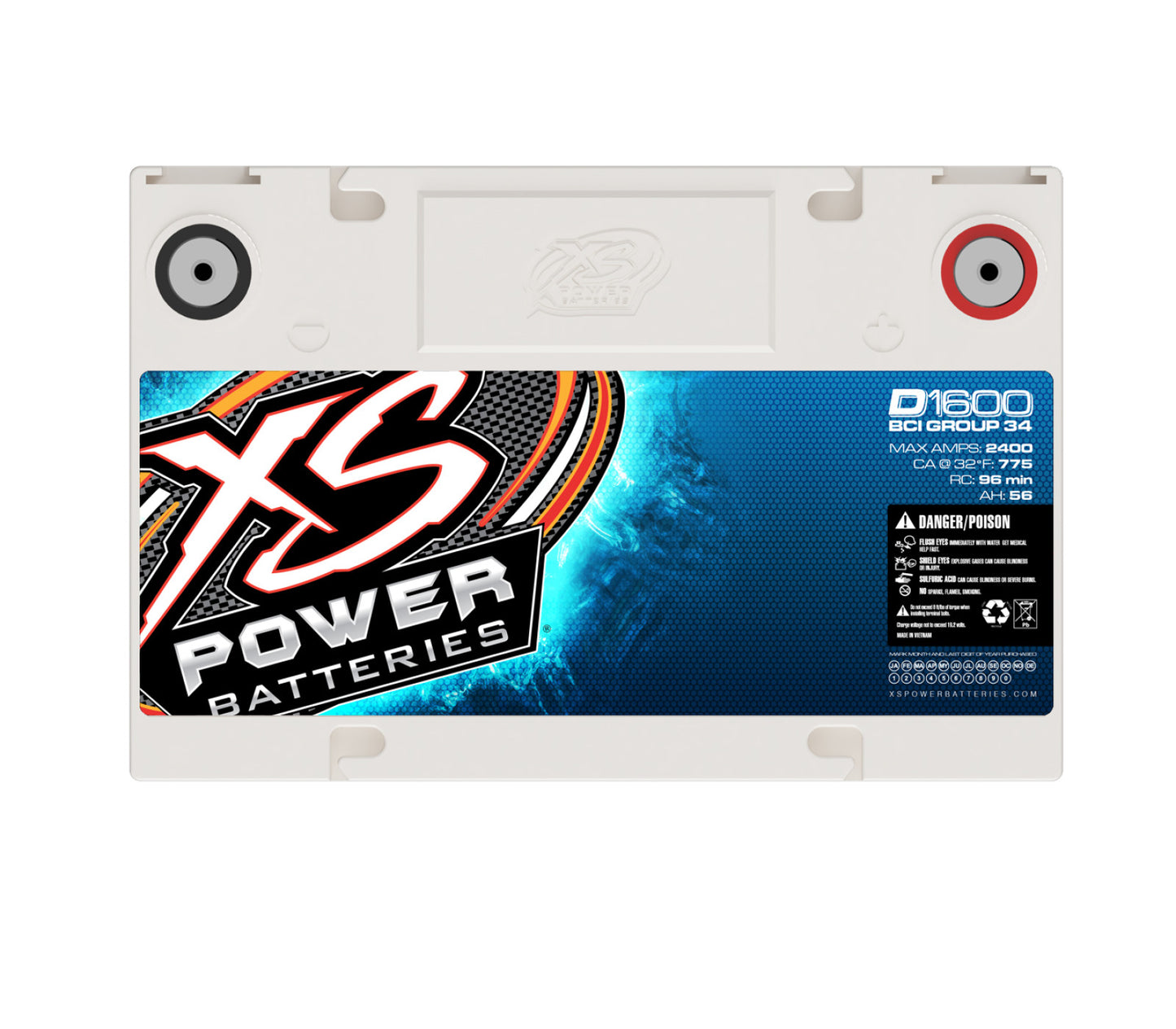 XS Power Batteries 16V AGM Batteries - 3/8" Stud Terminals Included 2400 Max Amps