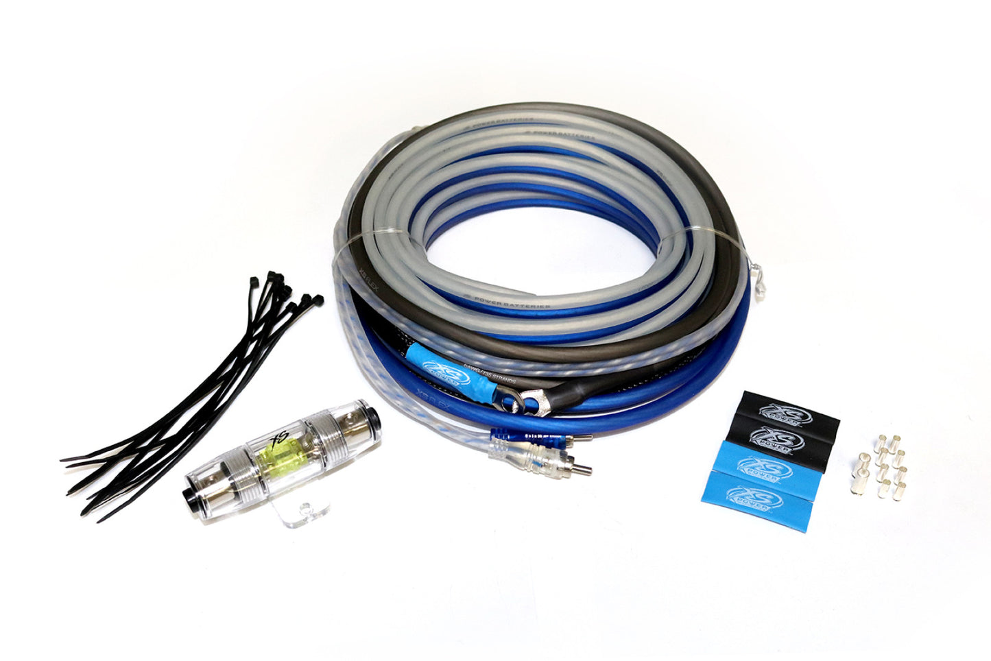 Kit de amplificador de baterías XS Power, XS Flex 8 AWG, alimentación azul, tierra negra, cable de altavoz 12G, señal y control remoto