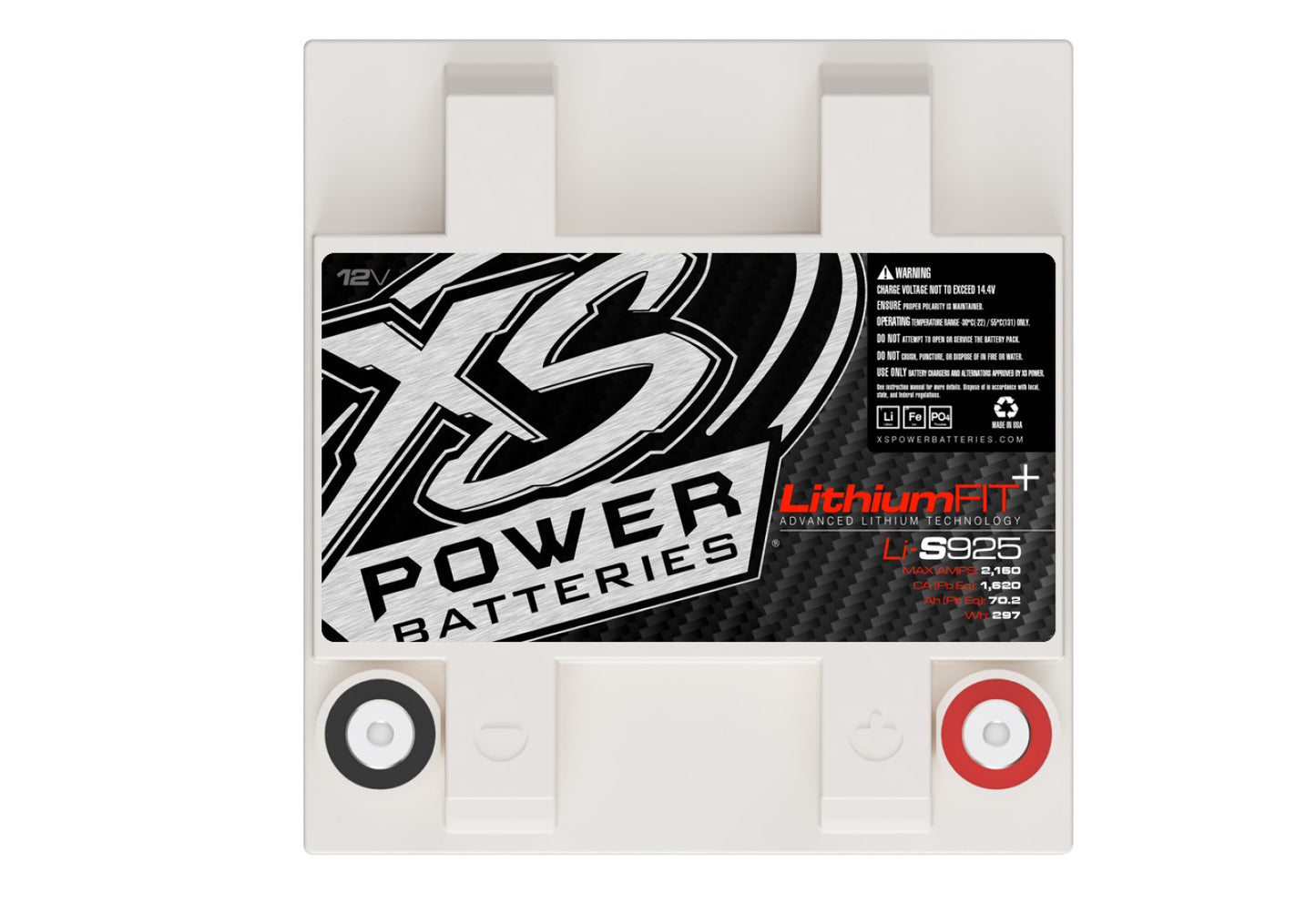 Baterías XS Power Baterías de litio Racing de 12 V - Pernos de terminal M6 incluidos 2160 amperios máximos