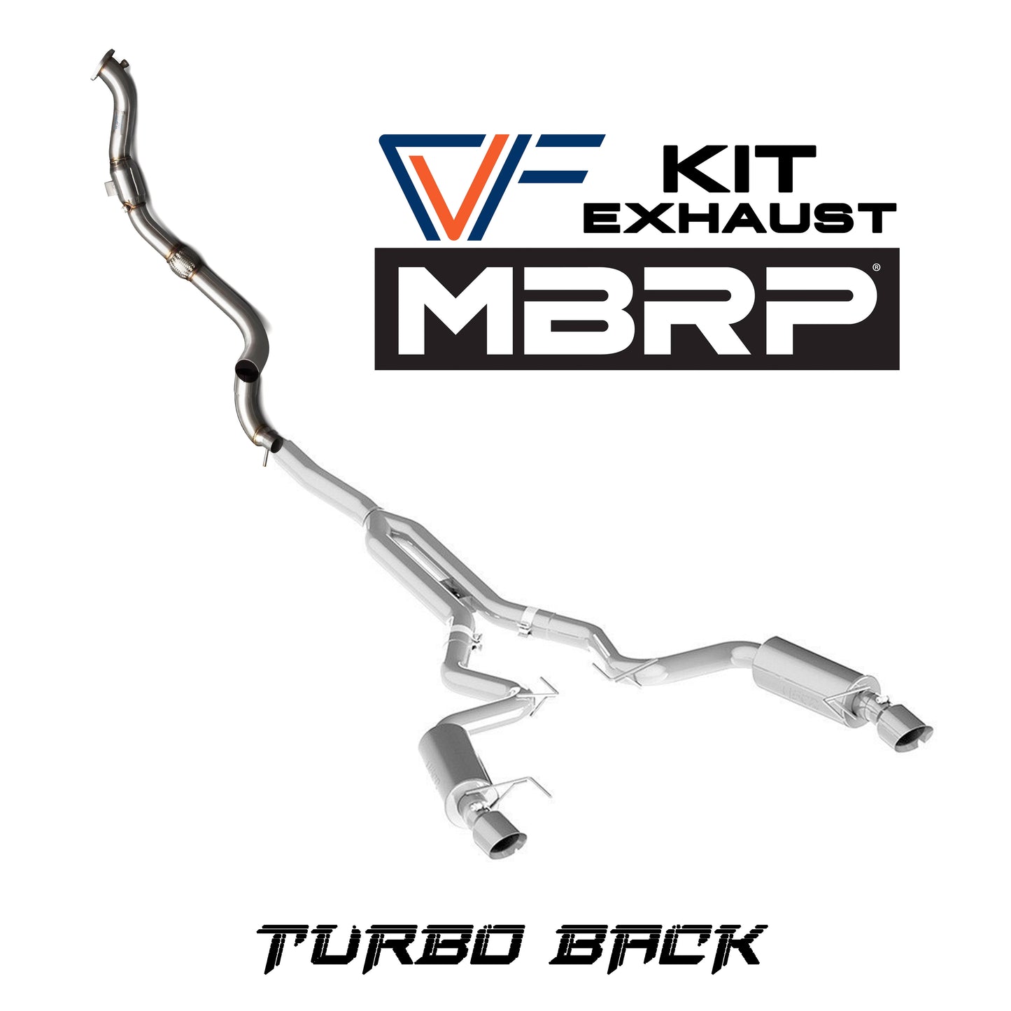 PP Turbo Back Exhaust Kit for 15-23 EcoBoost Mustang (CVF- MBRP)