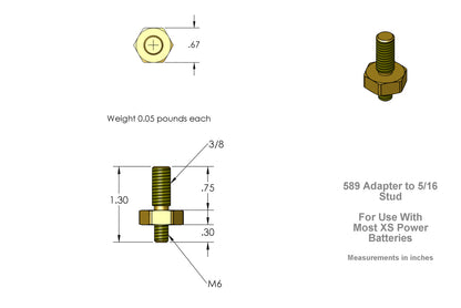 Baterías XS Power Kit de adaptador de perno de 5/16" (2) y 3/8" (2)