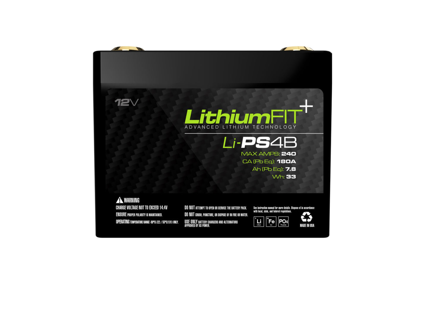 XS Power Batteries Lithium Powersports Series Batteries - M6 Terminal Bolts Included 240 Max Amps