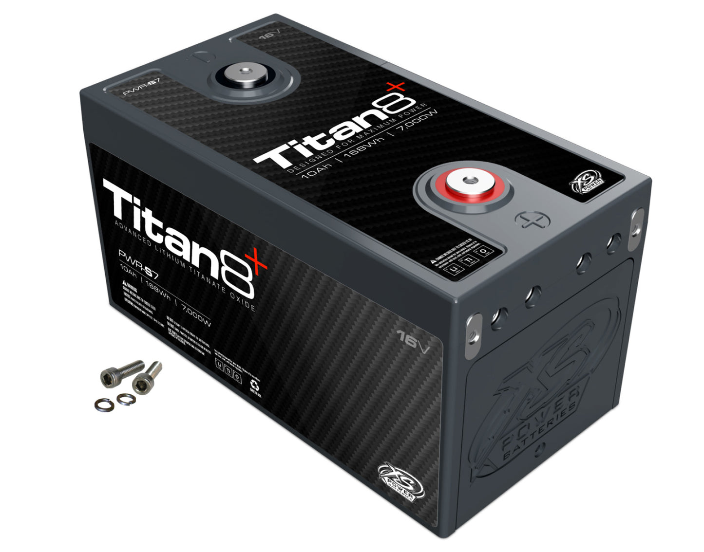 Baterías XS Power Baterías Titan 8 de litio de 12 V, 14 V y 16 V: pernos de terminal M6 incluidos con distribución 2/0 integrada, 2000 amperios máximos