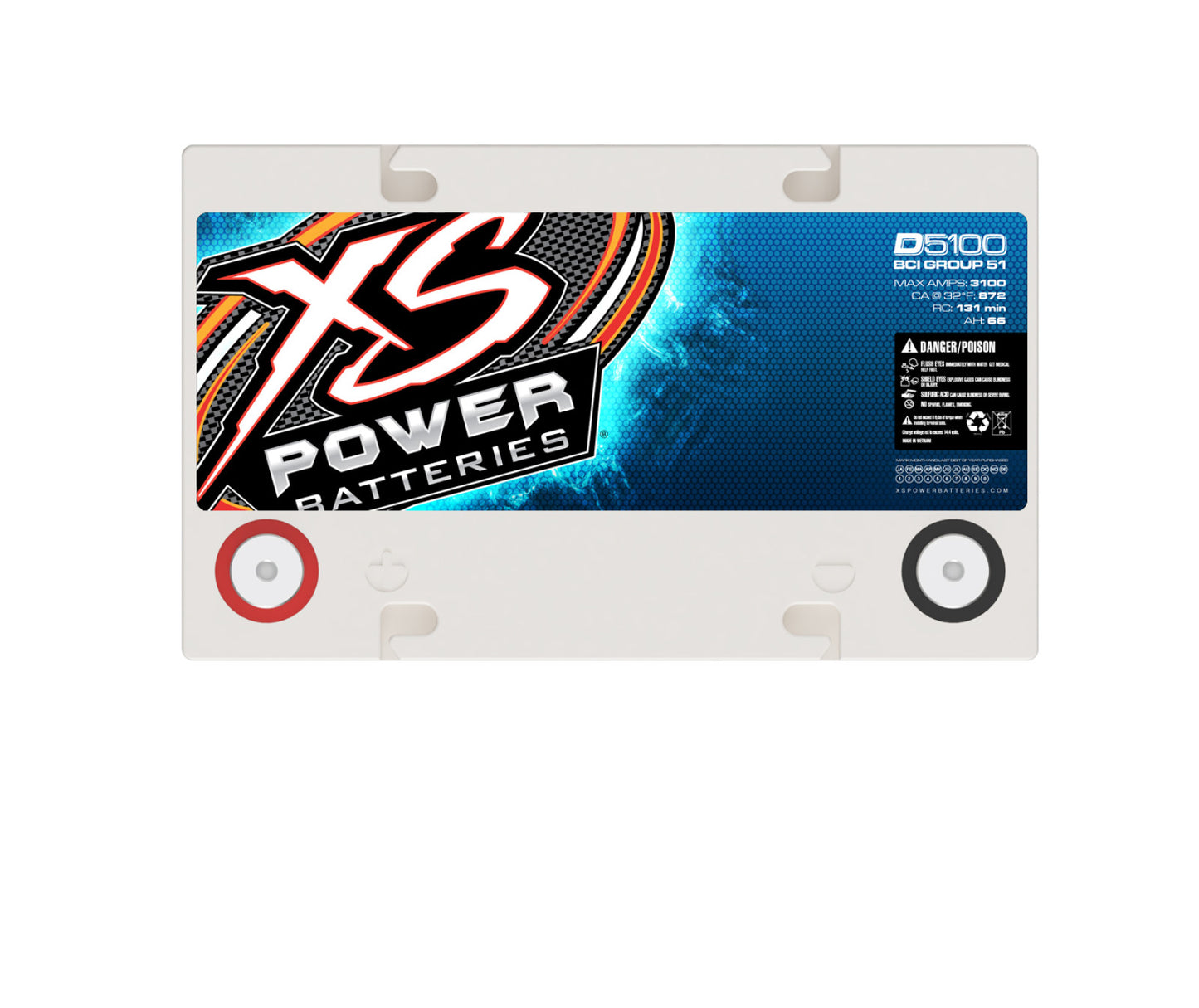 XS Power Batteries 12V AGM D Series Batteries - M6 Terminal Bolts Included 3100 Max Amps